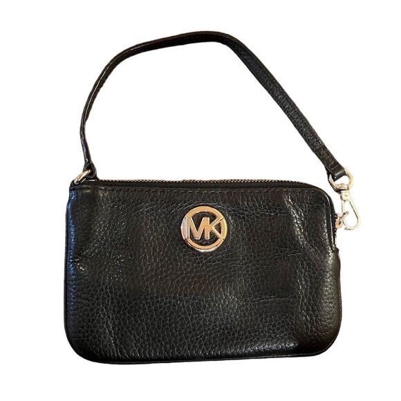 Michael Kors Handbags - Michael Kors Fulton Black Leather Wristlet Clutch Bag Women's Compact